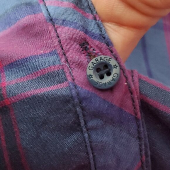 Cottagecore Garage Plaid Purple/Blue Cotton Long Sleeved Shirt- XS - Picture 12 of 12
